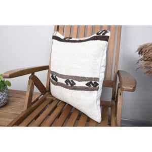 Almohada de lana Kilim Beige de 18x18 pulgadas, cojín esponjoso rústico de lujo, tejido Vintage con estampado, respetuoso con el medio ambiente, antideslizante, extraíble - Product Image 3