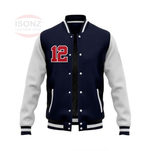 Blouson bombardier Sherpa polaire à fermeture éclair pour hommes veste universitaire d'hiver à manches en cuir style rue haute vente en gros en laine XL - Product Image 1