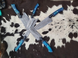 ชุดมีดเชฟงานทำมือแบบสั่งทำชุดมีดทำครัวทำจากเหล็กคาร์บอนด้ามจับเรซิน - Product Image 5