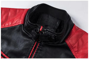Chaqueta de cuero polar empalmada con Motor informal de primavera 2025 para hombre, chaqueta de cuero cálida Vintage de motorista a la moda de otoño para hombre - Product Image 2