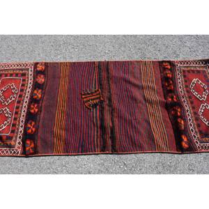 พรมขนสัตว์ตุรกีแบบวินเทจ28x68ฟุตลายเย็บปะสีส้มแดงแบบจำลองห้องโถงสี่เหลี่ยมผืนผ้าขนาดใหญ่สำหรับห้องนอนน้ำยางใหม่ - Product Image 3