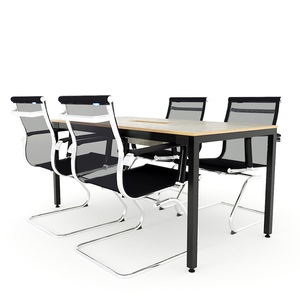 Uconcept HBUC052 160x80cm Industrial-Contemporary Plywood Conference <b>Table</b> with Adjustable Iron Legs for Hotels Conference Rooms - Product Image 3