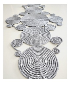 ACCESSOIRES DE CUISINE Dessous de plat en rotin Assiettes rondes en forme de fleur Fournitures de décoration de mariage blanc marron - Product Image 3