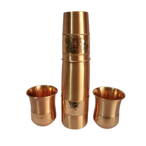 High Quality Pure <b>Copper</b> <b>Water</b> <b>Bottle</b> Handmade Engraved Floral Design Ayurvedic Health Benefit Drinkware For Yoga Sports & Home - Product Image 5