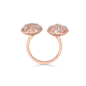 Anillo de Diamantes con Dos Esferas, Estilo Vintage, Geométrico, Ajustable, con Engaste de Garras, Certificado por CNAS - Product Image 5