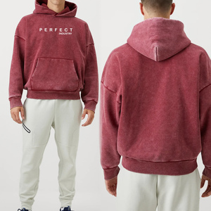 Sudadera con capucha para hombre, estilo vintage, con lavado ácido y parches de diamantes de imitación, 100% algodón, de gran gramaje, estilo urbano, diseño personalizado - Product Image 6