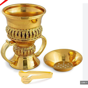 Brûleur de Bakhur de forme carrée blanche de style moderne avec le support d'or - Product Image 5