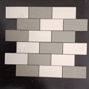 Azulejo de mosaico de cerámica de porcelana de cuerpo completo Rectabricks de 98mm blanco Oliva/nieve brillante mate para pisos de baño pisos de sala de estar - Product Image 1