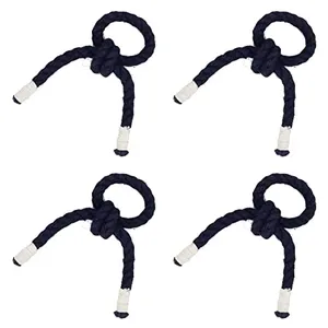 Ensemble personnalisable de 4 porte-serviettes ronds en jute Décoration de table à manger exclusive; Vaisselle de mariage - Product Image 1