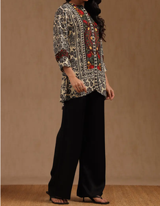 Kurta กับกางเกงทรงหลวมสีดำสีเบจเสื้อผ้าอินเดียและปากีสถานสำหรับผู้หญิง - Product Image 3