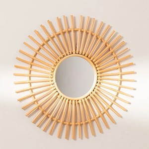 Rattan Wall Mounted <b>Mirror</b> Nordic Style Creative Handmade <b>Hanging</b> Loop <b>Mirror</b> Circle Woven Decorative Wall Art for Living Room - Product Image 5