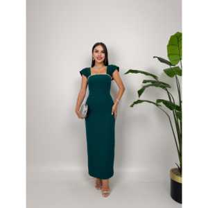 Vestido Satinado 1022 con Detalle Hecho a Mano en el Pecho y Cintura Natural - Product Image 5