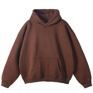 เสื้อมีฮู้ดแบบสวมหัวผ้าขนแกะหนาสไตล์ฝรั่งเศสสำหรับผู้ชายเสื้อสไตล์สตรีทโอเวอร์ไซส์เนื้อผ้าเรียบ100% - Product Image 2
