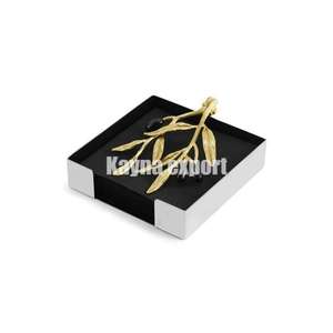 Artisanat Belle Feuille Design Or Plaqué Aluminium Métal Branche Décorative Porte-Mouchoirs - Product Image 6