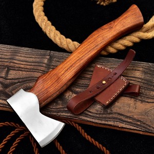 Hacha de Cabeza Calva Forjada a Mano, Acero con Alto Contenido de Carbono, para Trabajos en Madera, Camping, con Funda de Cuero, Hacha Hecha a Mano Personalizada OEM - Product Image 1