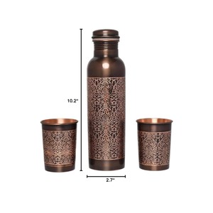 Super selling Copper <b>Water</b> Drinking <b>Bottle</b> Standard Quality <b>Water</b> <b>Bottle</b> for Home and Office Engraved Copper <b>Bottle</b> Best Sale - Product Image 3