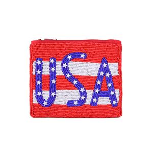 Monedero hecho a mano con cierre de cremallera, bordado rojo y azul, tela artística duradera con cuentas, portátil para organización de Cambio Suelto - Product Image 5