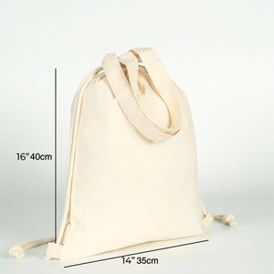 Cotton <b>Drawstring</b> <b>Backpack</b> 14x16 (35x40 Cm) Eco-Friendly 4 oz Portable Lightweight Large Capacity Casual Style for Advertising - Product Image 2