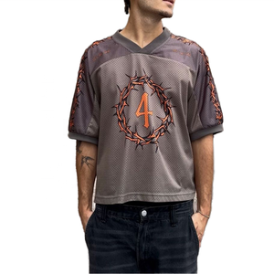 Venta al por mayor de malla personalizada de los hombres de gran tamaño Jersey de fútbol de la moda de la calle camiseta de malla para el servicio del OEM con el logotipo de la marca - Product Image 1