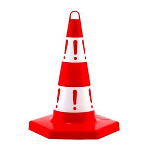 5 cônes de signalisation écologiques en PVC et HDPE de 50 cm, barrières de sécurité routière sans poids, cônes d'avertissement et de sécurité routière - Product Image 3