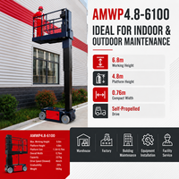 6.8m Kendinden Tahrikli Dikey Mastlı Platform 227kg Elektrikli Havadan Çalışma Platformu AMWP4.8-6100