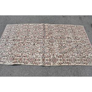 Tapis turc Vintage classique 3.8 X 6.8ft traditionnel blanc fait à la main laine Patchwork Design Latex support Rectangle couloir 10mm - Product Image 3