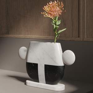 OEM Manufacture <b>Decorative</b> Marble Flower <b>Vase</b> <b>For</b> Bedroom Side Table Enhancing Calm Ambience With Natural <b>Stone</b> Texture - Product Image 2