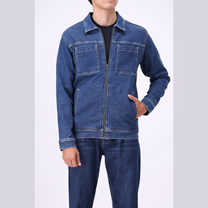 Veste en jean boutonnée fabriquée en usine, style délavé uni avec lavage à la pierre, OEM, prix bas, saison d'automne - Product Image 1