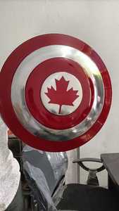 Escudo de metal Vikingo medieval, artículo decorativo de batalla de Caballero de metal, impresión personalizada digital, diseño impreso de hoja de color rojo - Product Image 6