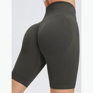 Pantalones cortos de entrenamiento de talla grande con Control de barriga alta para mujer, pantalones cortos de Fitness sólidos de algodón 100% con cordón, estambre de punto alto de calle media - Product Image 1