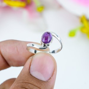 Bague de bijoux faits à la main en améthyste naturelle nouveauté 925 bague de bijoux à la mode en argent sterling massif - Product Image 3