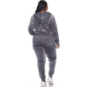 New Style Ladies <b>Velour</b> Zip up <b>Hoodie</b> Long Sleeve Tracksuit High Quality Suit With Custom Logp - Product Image 5