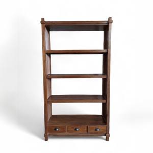 Elegant Contemporary 3-Drawers <b>Solid</b> <b>Wood</b> Bookshelf Antique Design <b>Bookcases</b> for Home Office Living Room Kitchen Furniture - Product Image 2