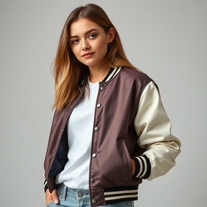 Veste universitaire en laine à boutons-pression : manches en cuir, logo personnalisé, nouveau style, qualité supérieure, look vintage, matelassage épais et chaud. - Product Image 4