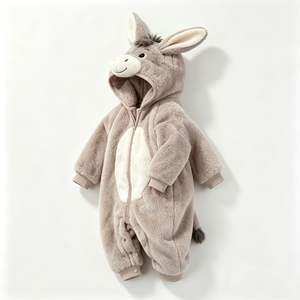 Mono de bebé con capucha de burro de felpa personalizado, disfraz de burro para recién nacido, traje de nieve de burro de felpa suave para bebé - Product Image 3