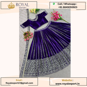 Nouvelle couleur violette Viscose velours broderie séquence travail mariage Collection Lehenga Choli avec Dupatta surat - Product Image 2