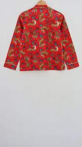 Ensemble de pyjamas en pur coton imprimé tigre Vêtements de nuit de luxe Costume de nuit doux cadeau pour elle-Coton indien - Product Image 3