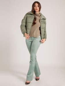 Veste matelassée en toile tricotée respirante, imperméable et écologique pour femmes, fermeture éclair intégrale, capuche, vêtements d'extérieur de haute qualité, OEM personnalisé - Product Image 4