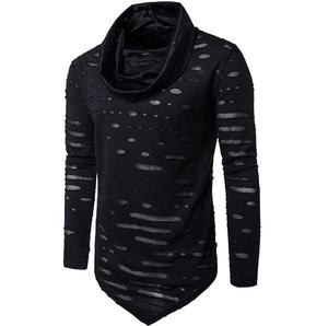 Sudadera con capucha alargada de diamantes de imitación personalizada, parche bordado para hombre, ropa de calle de felpa francesa, sudaderas con capucha rasgadas desgastadas Vintage - Product Image 6