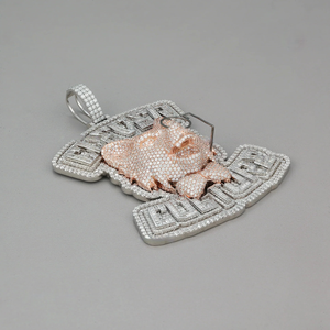 Pendentif bicolore en or rose 18 carats plaqué argent pour homme, acier inoxydable, moissanite, diamant, hip hop pour la mode, accessoire pour homme - Product Image 3