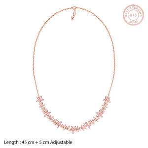 สร้อยคอลายดอกไม้สุดอินเทรนด์สีโรสโกลด์พร้อมห่วงโซ่สแตนเลสประดับเพชรและกล่องสำหรับเป็นของขวัญ - Product Image 2