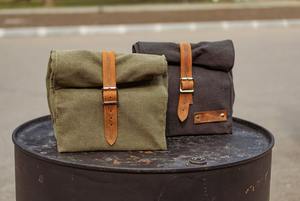 Sac à lunch écologique Snack Food Déjeuner Capacité Fermoir en cuir véritable LCLB-0016 en toile cirée originale - Product Image 4