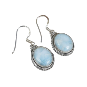 Boucles d'oreilles pendantes de haute qualité bijoux pour femmes et filles Fine Collection pour cadeaux Larimar Gemstone 925 argent Sterling massif - Product Image 1