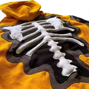 Venta al por mayor desgastado Premium Dtg hueso estampado sudaderas con capucha de alta calidad Vintage lavado Digital pulóver impreso Sudadera con capucha térmica para hombres - Product Image 2