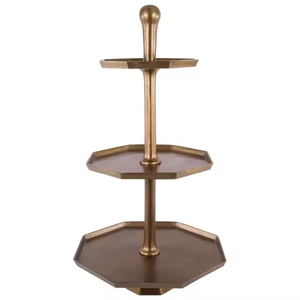 Soporte de exhibición de pastel de Metal de Color dorado antiguo con detalles adornados para ocasiones especiales Soporte de postre de pastel redondo por Decor IMPEX - Product Image 2