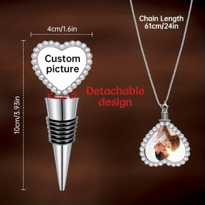 Custom Heart Pendant Wine Stopper Personalized Romantic <strong>Gift</strong> for Weddings Birthdays Anniversaries Valentine's Day Christmas - Product Image 3