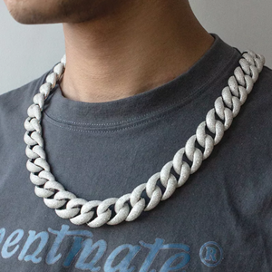 Chaîne à maillons cubains en moissanite plaqué rhodium Cadeau de mariage pour homme 15mm coupe ronde style hip hop glacé en argent sterling 925 - Product Image 6