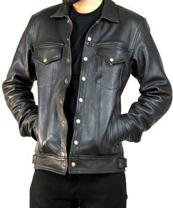 Veste en cuir intelligente et tendance OEM personnalisée faite à la main de style motard pour hommes pour l'hiver, chaude et coupe-vent - Product Image 3