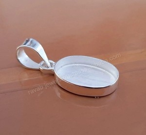 Top qualité 925 argent Sterling forme ovale lunette tasse pendentif bricolage composants pour faire des bijoux argent monture blanc trouver charme - Product Image 4