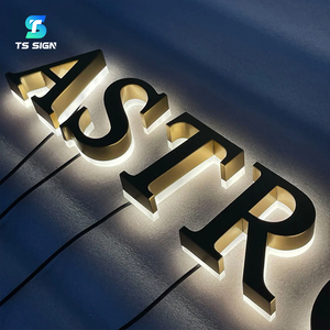 Enseigne en métal rétroéclairée personnalisée, enseigne lumineuse LED pour entreprise en extérieur, lettres en relief éclairées par halo, logo de réception éclairé, enseigne murale illuminée - Product Image 2